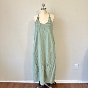 DAILY PRACTICE ANTHROPOLOGIE Lounge Maxi Dress Sage Green Hi-Low Cotton